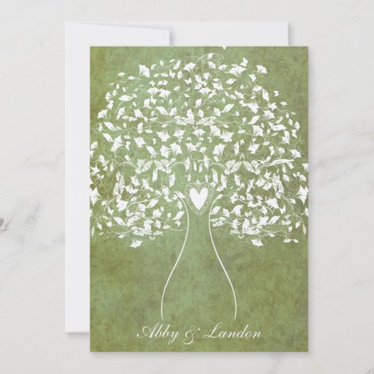 Gold Green Marged Tree Weddenation Kaart (Achterkant)