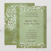 Gold Green Marged Tree Weddenation Kaart (Voorkant / Achterkant)