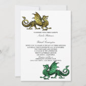 Gold Green Medieval Dragon Wedding Uitnodigen Kaart (Voorkant)