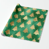 Gold Green Metallic kerstboomfeestdag Cadeaupapier (Uitgerold)
