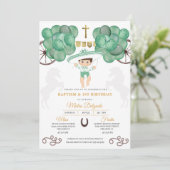 Gold & Green Mexican Baby Boy Charro Baptisme Kaart (Staand voorkant)