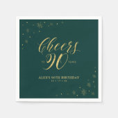 Gold & Green Modern Cheers 90e verjaardag Servet (Voorkant)