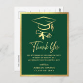 Gold Green Modern Graduation Party Hartelijk dank Briefkaart (Voorkant / Achterkant)