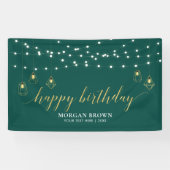 Gold & Green Modern Happy Birthday-banner Spandoek (Horizontaal)
