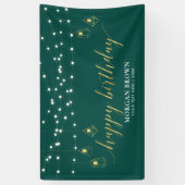 Gold & Green Modern Happy Birthday-banner Spandoek (Verticaal)
