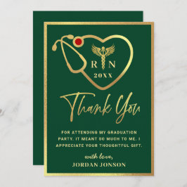 Gold Green Modern Nursing School Afstuderen Bedankkaart