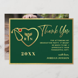 Gold Green Modern Nursing School Afstuderen Bedankkaart