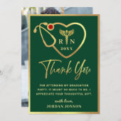 Gold Green Modern Nursing School Afstuderen Bedankkaart (Voorkant / Achterkant)