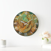 Gold Green Moderne Roos Art Dream Grote Klok (Huis)