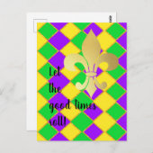 Gold Green Paars Mardi Gras Harlequin Pattern Briefkaart (Voorkant / Achterkant)