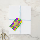 Gold Green Paars Mardi Gras Harlequin Pattern Cadeaulabel (Met Touw)