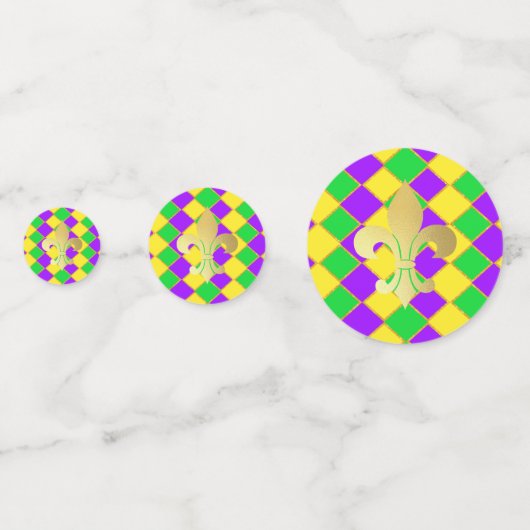 Gold Green Paars Mardi Gras Harlequin Pattern Confetti (Voorkanten)