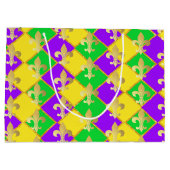 Gold Green Paars Mardi Gras Harlequin Pattern Groot Cadeauzakje (Achterkant)