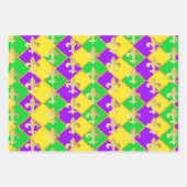 Gold Green Paars Mardi Gras Harlequin Pattern Inpakpapier Vel (Voorkant)