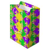 Gold Green Paars Mardi Gras Harlequin Pattern Medium Cadeauzakje (Achterkant Gekanteld)