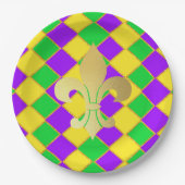 Gold Green Paars Mardi Gras Harlequin Pattern Papieren Bordje (Voorkant)