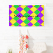 Gold Green Paars Mardi Gras Harlequin Pattern Spandoek (Insitu)