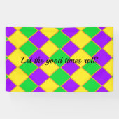 Gold Green Paars Mardi Gras Harlequin Pattern Spandoek (Horizontaal)