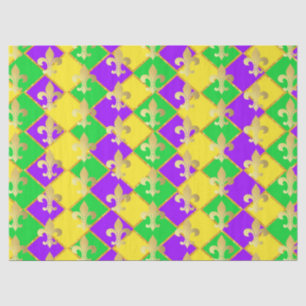 Gold Green Paars Mardi Gras Harlequin Pattern Tissuepapier