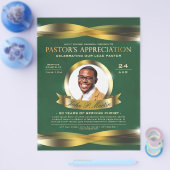 Gold & Green Pastor's Appreciation Church Service Flyer (Enkel)