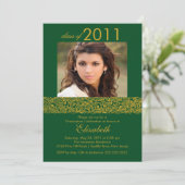 Gold & Green Photo Afstuderen Kaart (Staand voorkant)