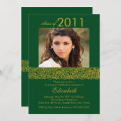 Gold & Green Photo Afstuderen Kaart (Voorkant / Achterkant)