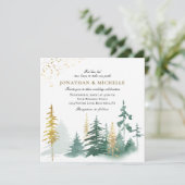 Gold Green Pine Trees Forest Christelijk Wedding Kaart (Staand voorkant)