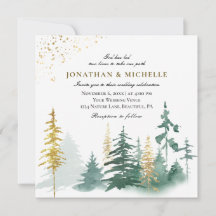 Gold Green Pine Trees Forest Christelijk Wedding