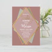 Gold Green Pink en Mauve Geometric Birthday Kaart (Staand voorkant)