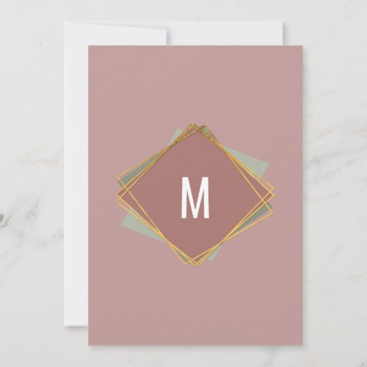 Gold Green Pink en Mauve Geometric Birthday Kaart (Achterkant)