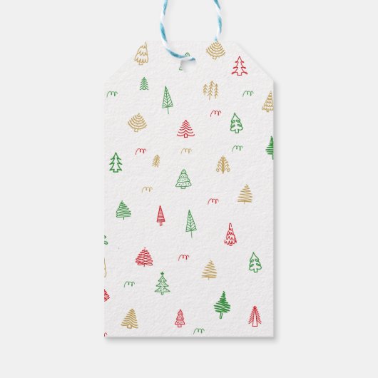 Gold Green Red-kerstbomen Cadeaulabel (Achterkant)