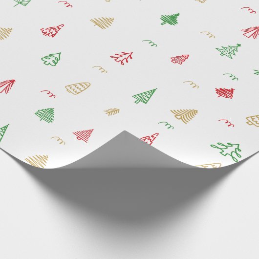 Gold Green Red-kerstbomen Cadeaupapier (Hoek)