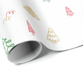 Gold Green Red-kerstbomen Cadeaupapier (Rol Hoek)