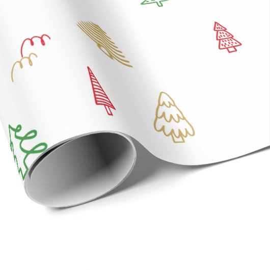 Gold Green Red-kerstbomen Cadeaupapier (Rol Hoek)