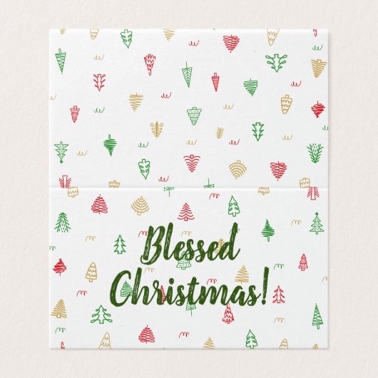 Gold Green Red-kerstbomen Kaart (Buitenkant ongevouwen)