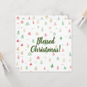 Gold Green Red-kerstbomen Kaart (Voorkant / Achterkant in situ)