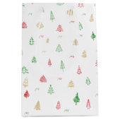 Gold Green Red-kerstbomen Medium Cadeauzakje (Voorkant)