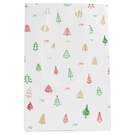 Gold Green Red-kerstbomen Medium Cadeauzakje (Voorkant)