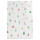 Gold Green Red-kerstbomen Medium Cadeauzakje (Achterkant)