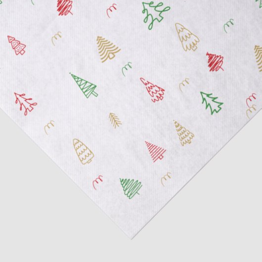 Gold Green Red-kerstbomen Tissuepapier (Detail)