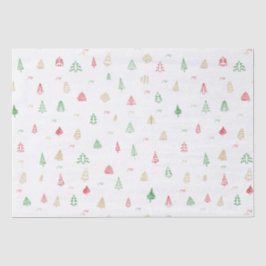 Gold Green Red-kerstbomen Tissuepapier
