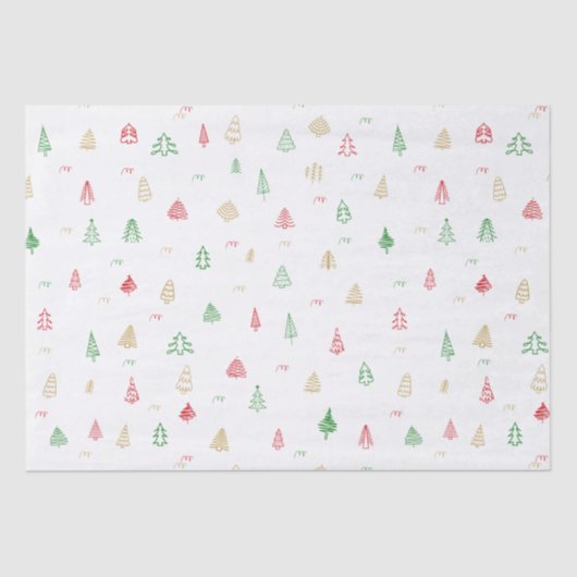 Gold Green Red-kerstbomen Tissuepapier (Voorkant)