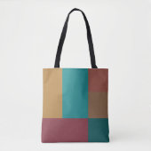 Gold Green Red Rust Turquoise Color Block Tote Bag (Voorkant)