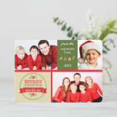 Gold Green Retro Afbeeldingen Foto Sjabloon Kerstm (Staand voorkant)