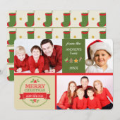Gold Green Retro Afbeeldingen Foto Sjabloon Kerstm (Voorkant / Achterkant)