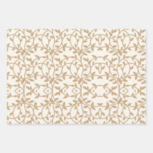 Gold Green Roses Leaf Elegant Inpakpapier Vel (Voorkant 2)
