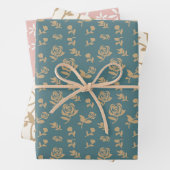 Gold Green Roses Leaf Elegant Inpakpapier Vel (In situ)