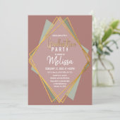Gold Green Roze en Mauve Geometric Afstuderen Kaart (Staand voorkant)