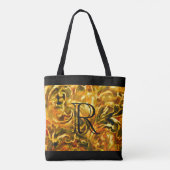 Gold Green Rust Damask Patroon met Monogram Tote Bag (Achterkant)