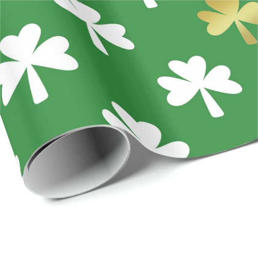 Gold & Green Shamrock Pattern St Patrick's Day Cadeaupapier (Rol Hoek)